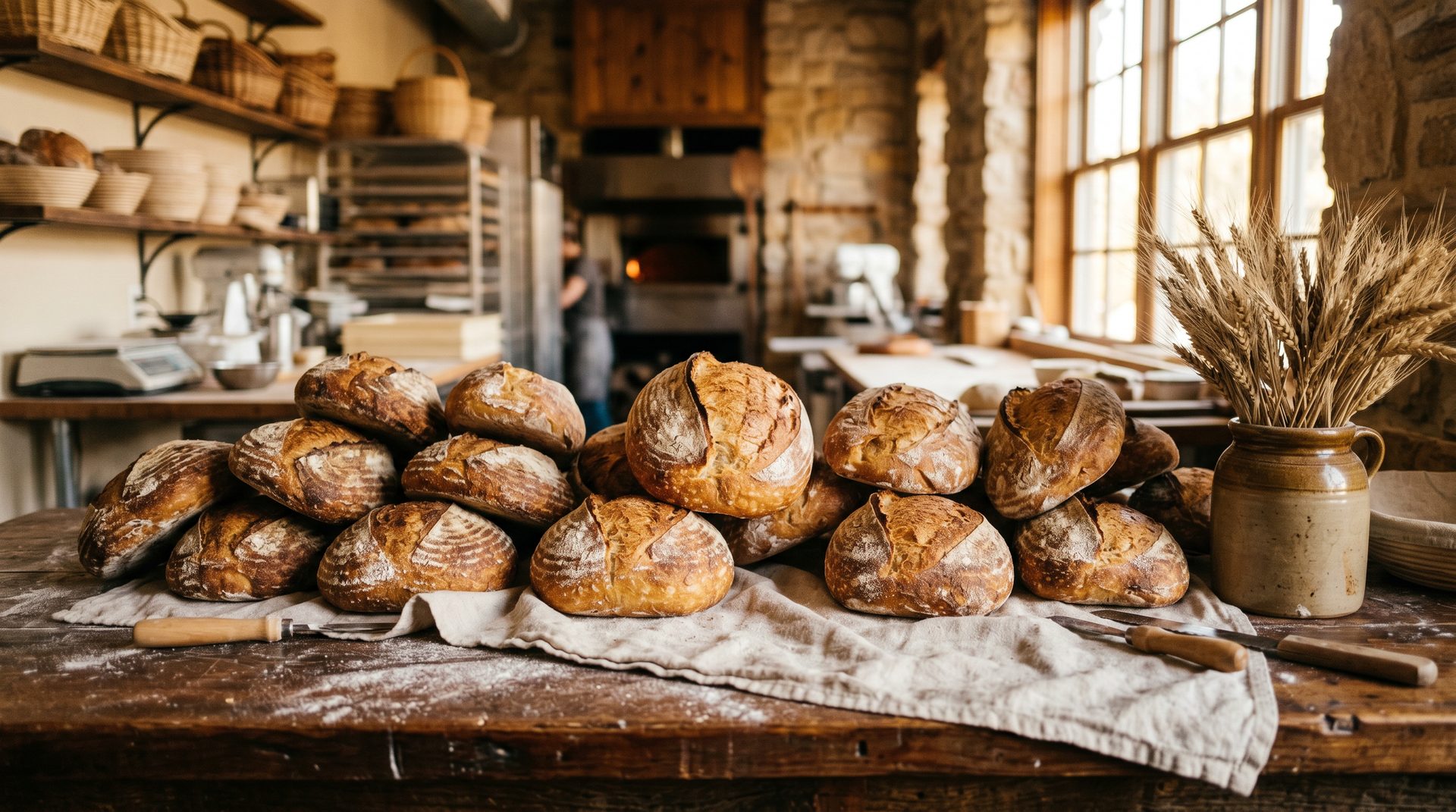 Crusty golden sourdough loaves at Sourdough House in Rocklin
